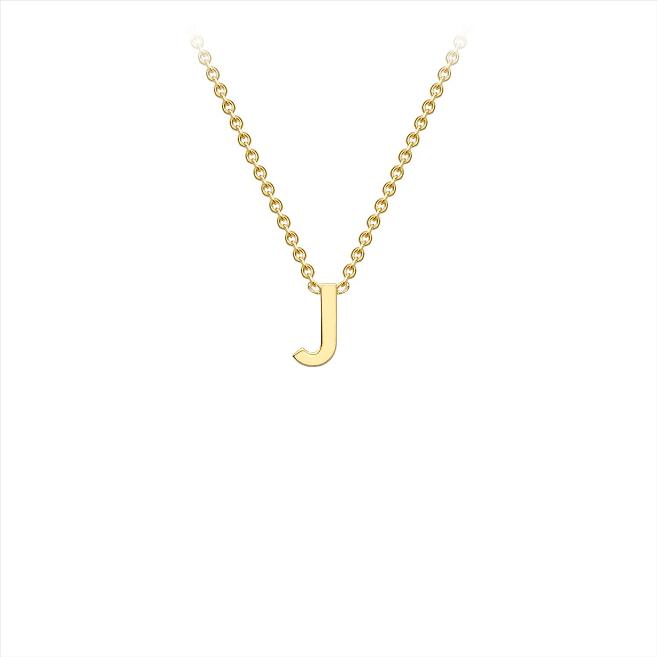 9K Yellow Gold 'J' Initial Adjustable Necklace 38cm-43cm