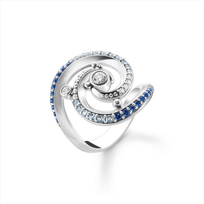 THOMAS SABO Ring wave with blue stones
