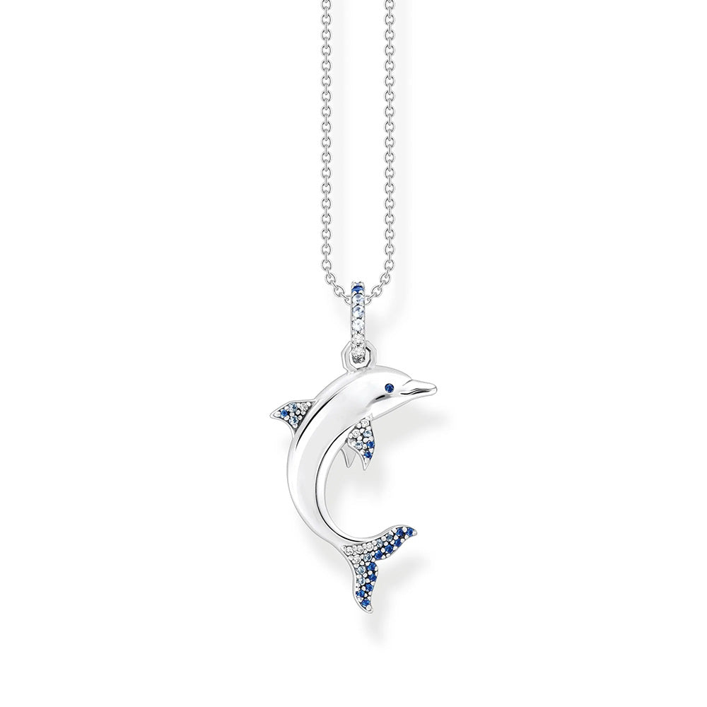 THOMAS SABO Necklace dolphin with blue stones