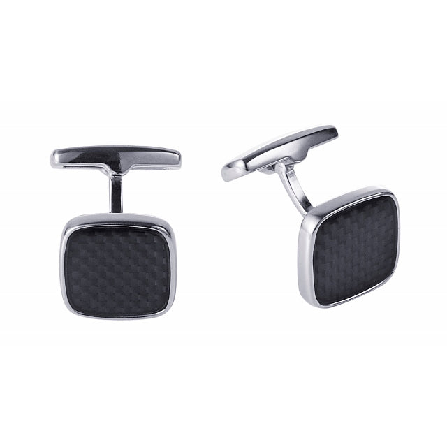 Stainless Steel/Square Carbon Fibre Cufflinks