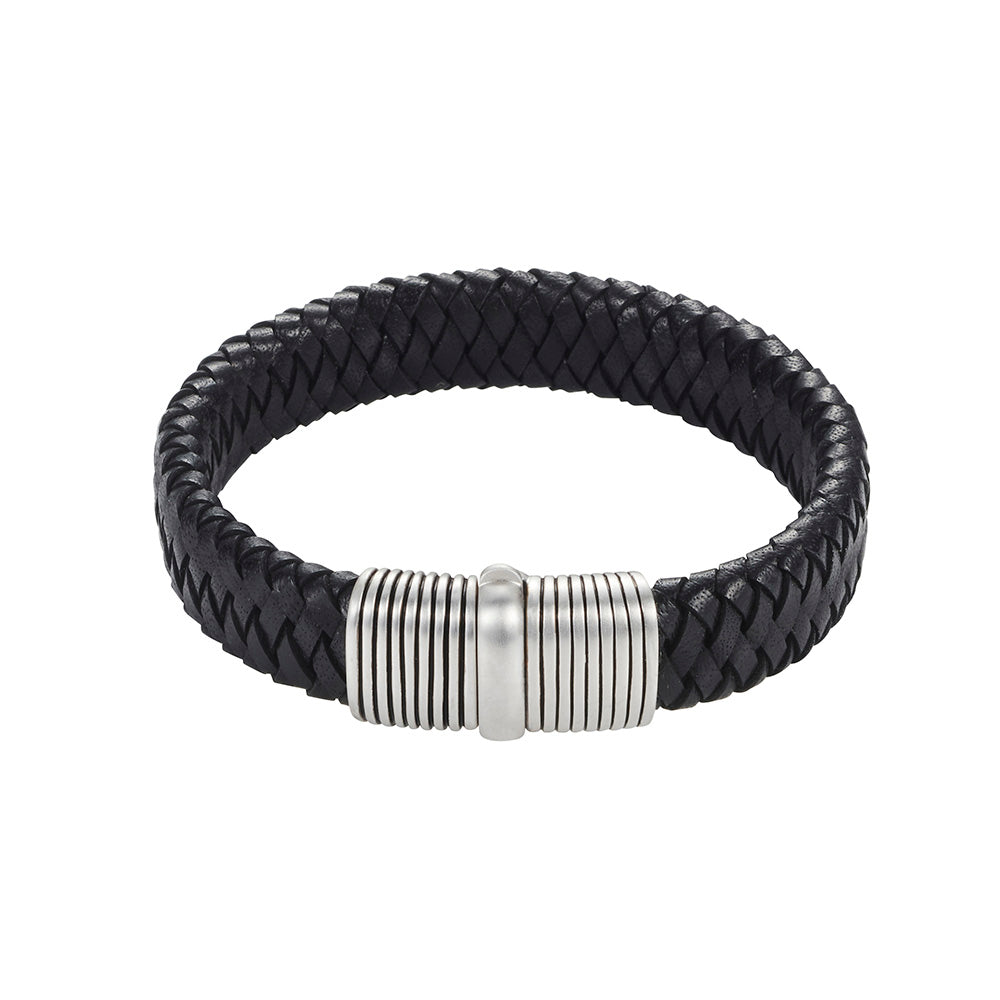 Sterling Silver/Black Leather Bracelet