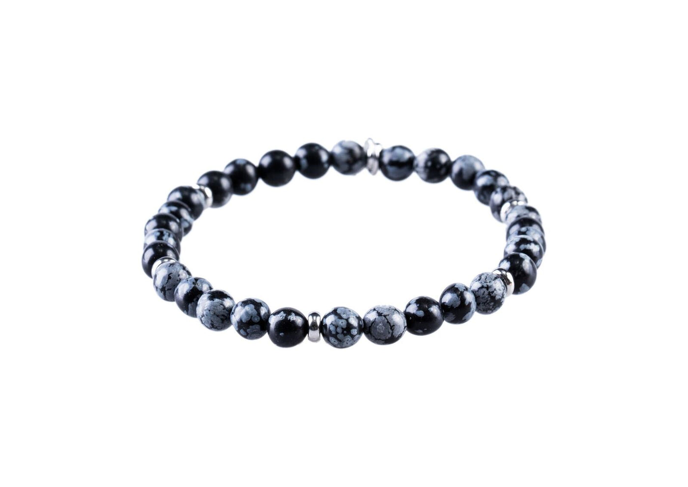 Black/Blue Agate Bead Stainless Steel Ball Bracelet