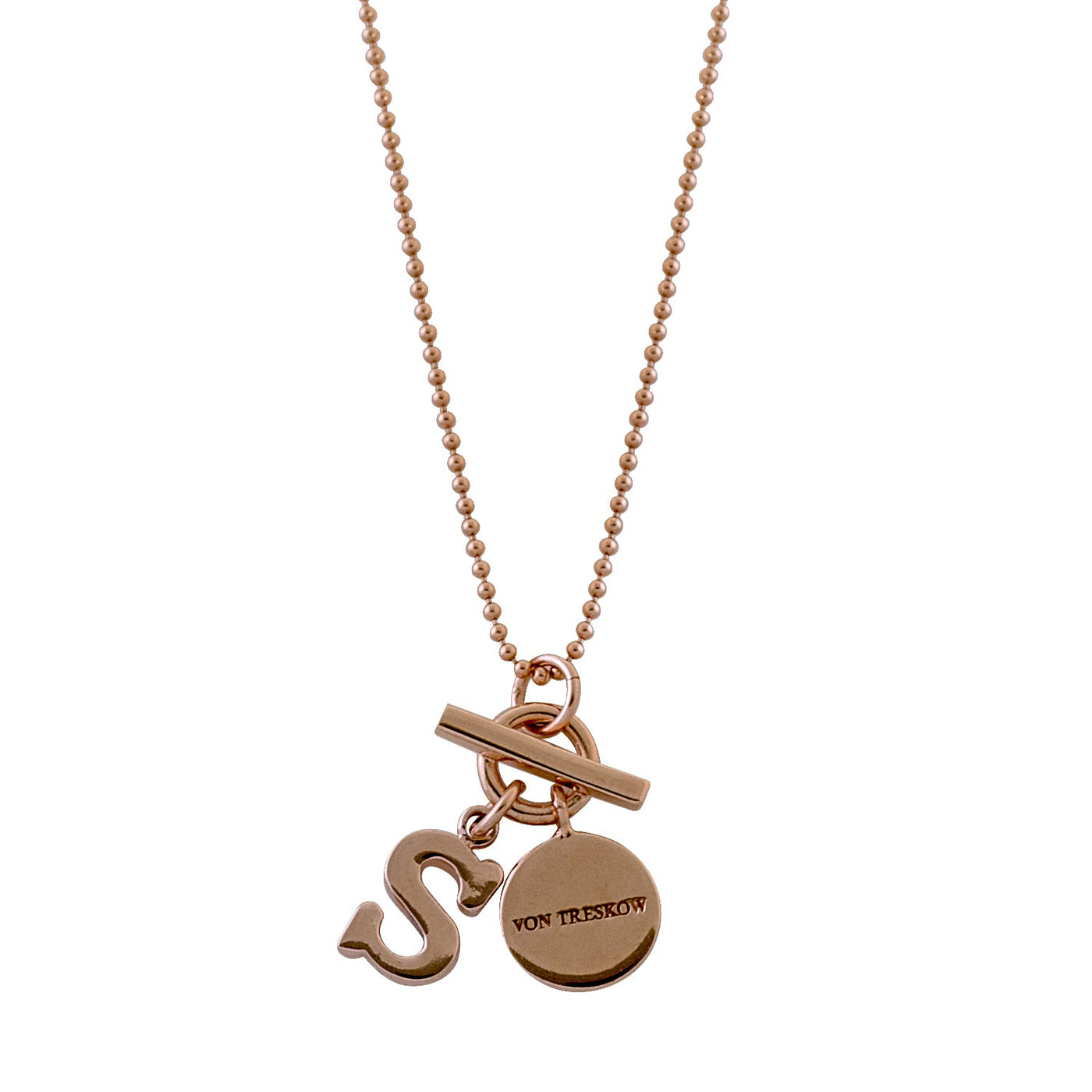 Von Treskow Fine Ball Chain Necklace with Toggle & Initial