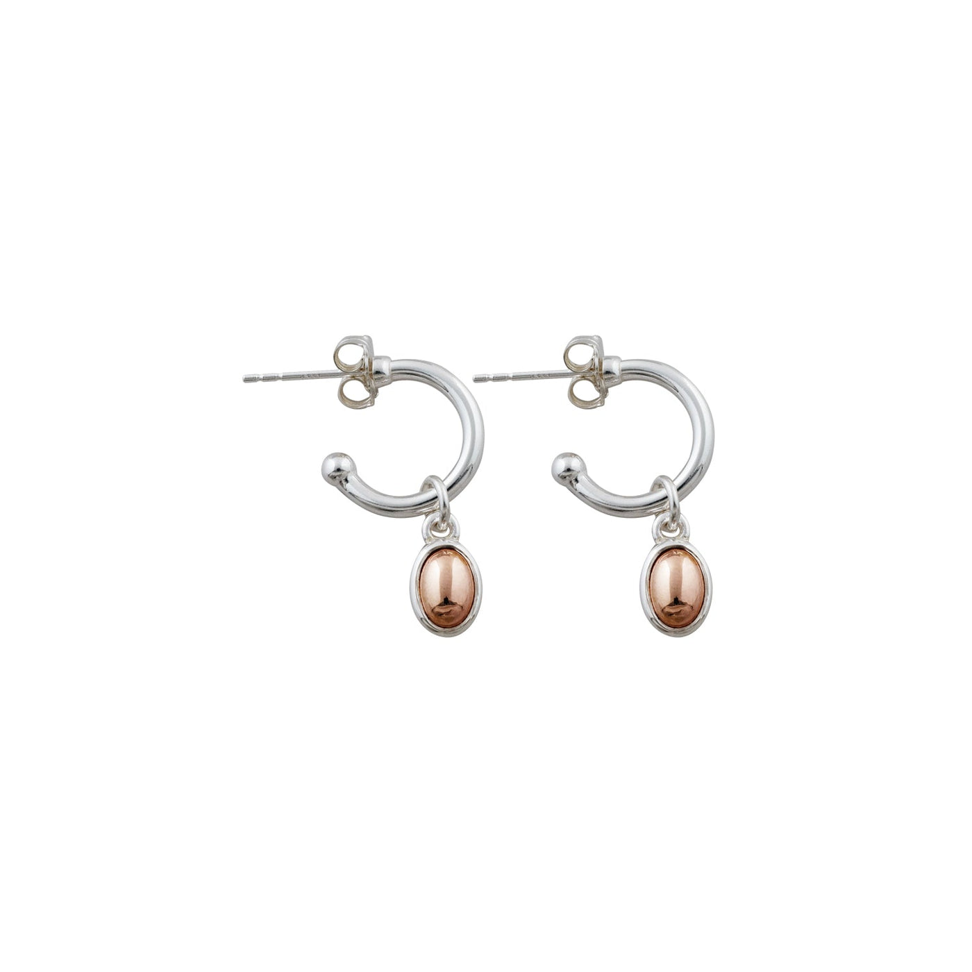 Von Treskow Open hoop studs with small rose gold-filled pendants