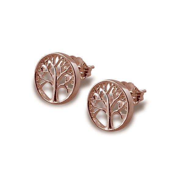 Von Treskow Rose gold plated Tree of Life stud earrings