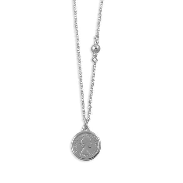 Von Treskow Silver threepence necklace with sterling silver chain