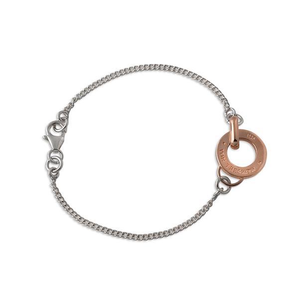 Von Treskow Sterling silver curb chain bracelet with rose gold Von Treskow disc