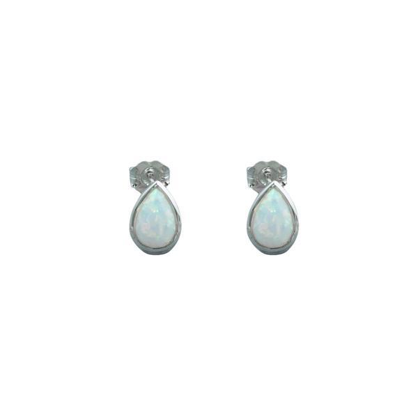 Von Treskow Sterling silver pear shaped Czelline opal studs