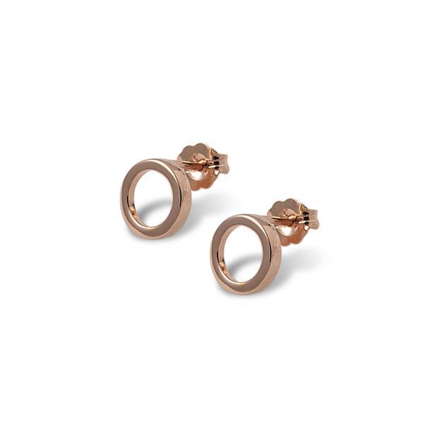 Von Treskow Sterling silver, rose gold plated medium open circle stud earrings